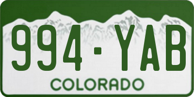 CO license plate 994YAB