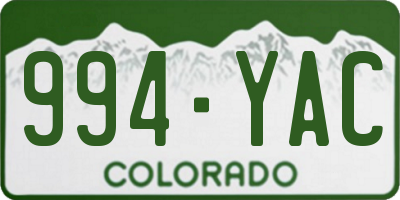 CO license plate 994YAC