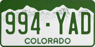CO license plate 994YAD