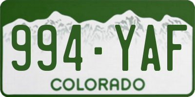 CO license plate 994YAF
