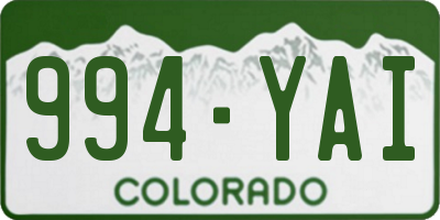 CO license plate 994YAI