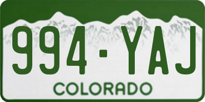 CO license plate 994YAJ