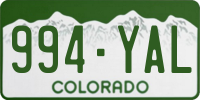 CO license plate 994YAL