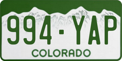 CO license plate 994YAP