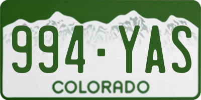 CO license plate 994YAS