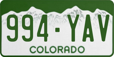 CO license plate 994YAV