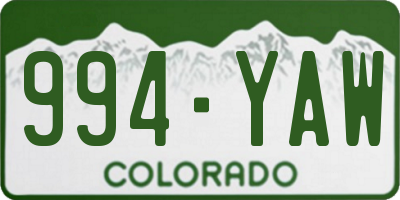 CO license plate 994YAW