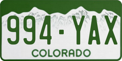 CO license plate 994YAX