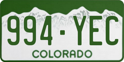 CO license plate 994YEC