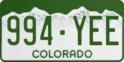 CO license plate 994YEE