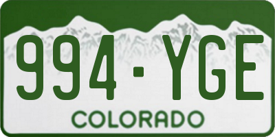 CO license plate 994YGE