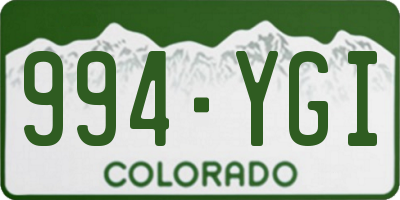 CO license plate 994YGI