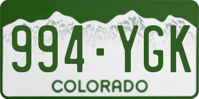 CO license plate 994YGK