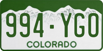 CO license plate 994YGO