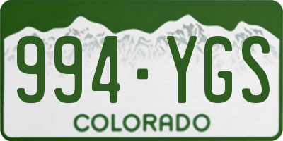 CO license plate 994YGS