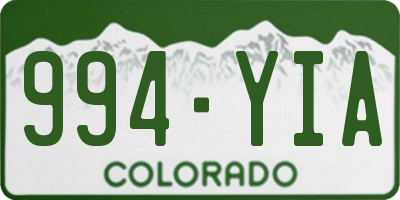 CO license plate 994YIA