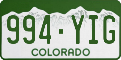 CO license plate 994YIG