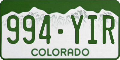 CO license plate 994YIR