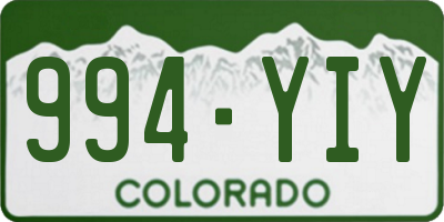 CO license plate 994YIY