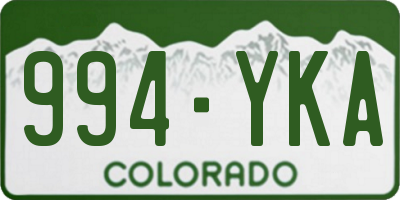 CO license plate 994YKA