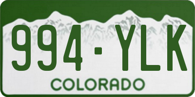 CO license plate 994YLK