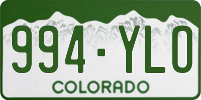 CO license plate 994YLO