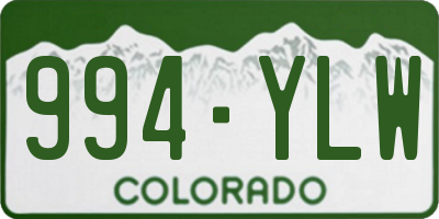 CO license plate 994YLW