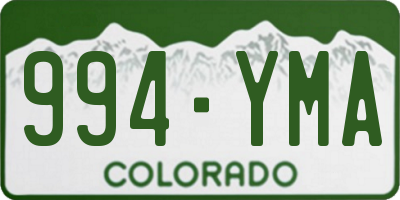 CO license plate 994YMA