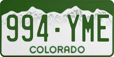 CO license plate 994YME