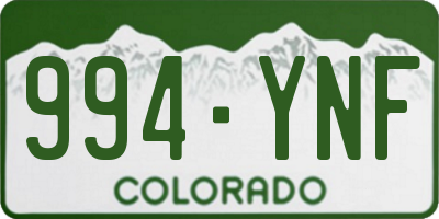 CO license plate 994YNF