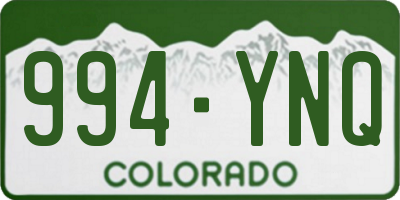 CO license plate 994YNQ