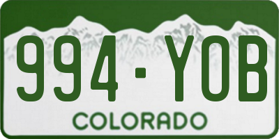 CO license plate 994YOB