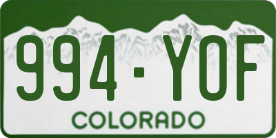 CO license plate 994YOF