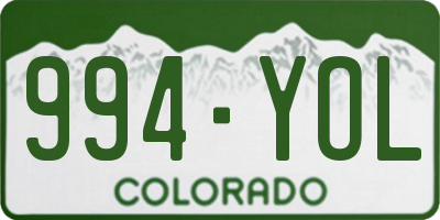 CO license plate 994YOL