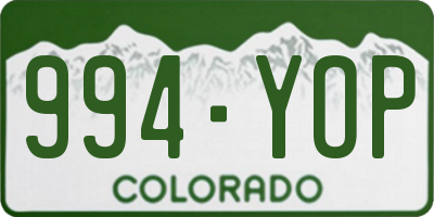 CO license plate 994YOP