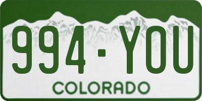 CO license plate 994YOU