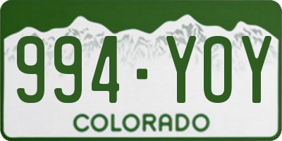 CO license plate 994YOY