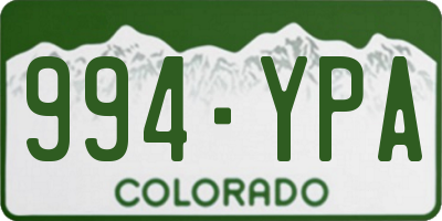 CO license plate 994YPA