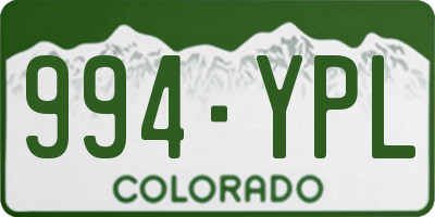 CO license plate 994YPL