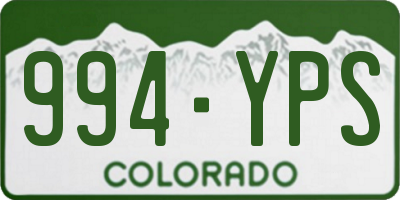CO license plate 994YPS