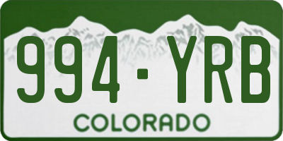 CO license plate 994YRB