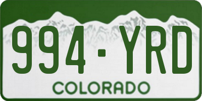 CO license plate 994YRD