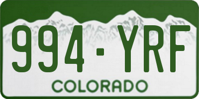 CO license plate 994YRF