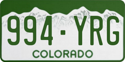 CO license plate 994YRG