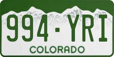 CO license plate 994YRI