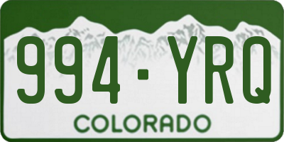 CO license plate 994YRQ