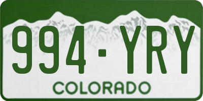 CO license plate 994YRY