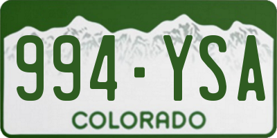 CO license plate 994YSA