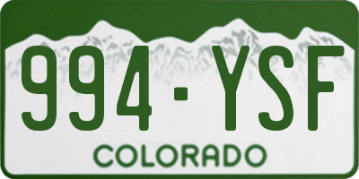 CO license plate 994YSF
