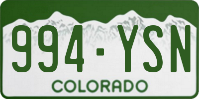 CO license plate 994YSN